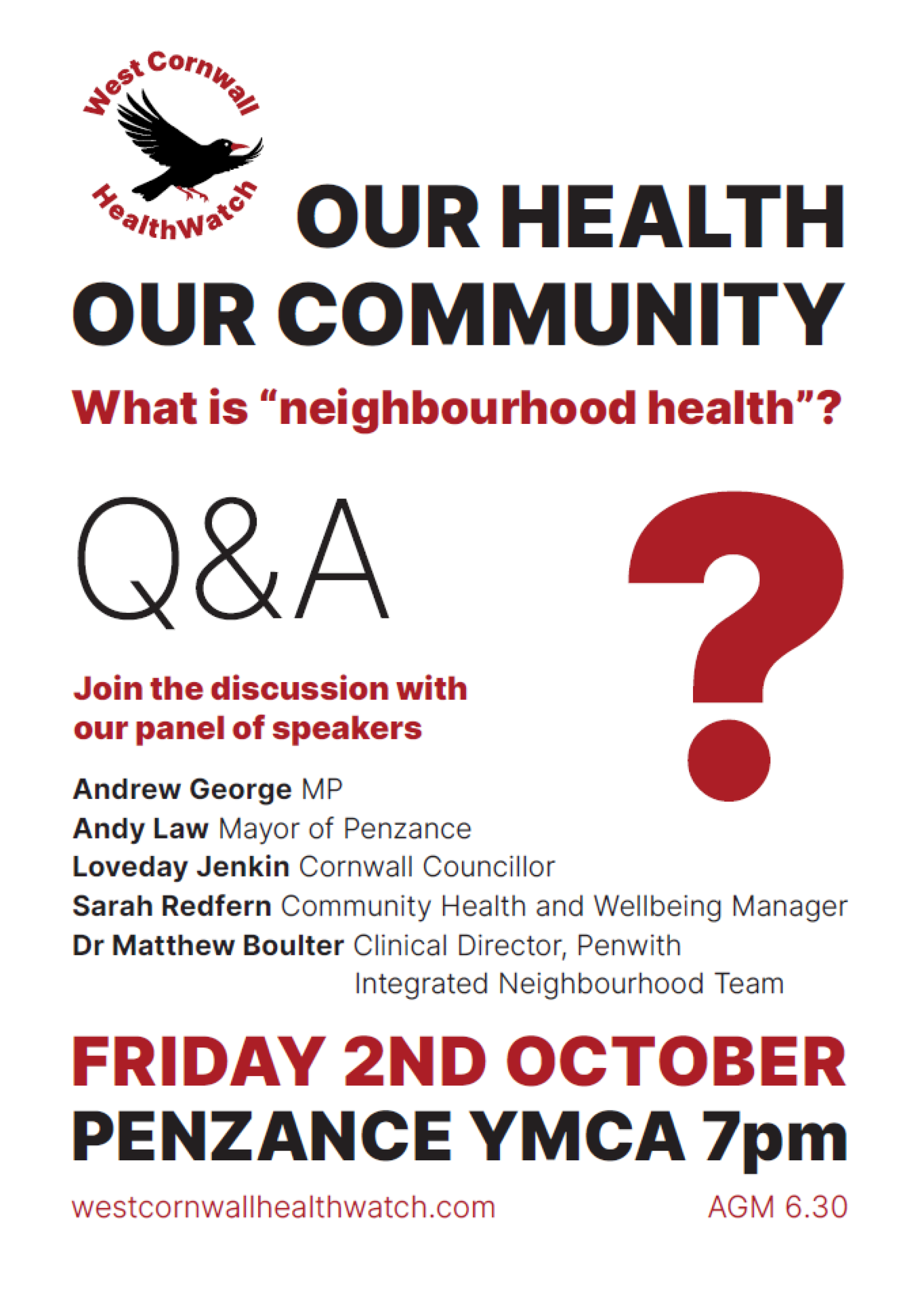 Poster for Public Meeting, YMCA, 7.00pm, 2nd October