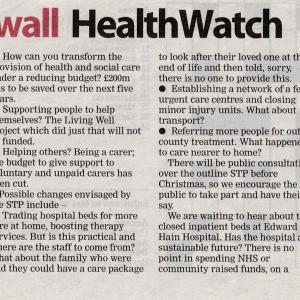 Presscutting: This month we are thinking about the old phrase 'squaring the circle', which is a neat way of saying attempting to do the impossible, and applying it to the Sustainability and Transformation plan for Cornwall...