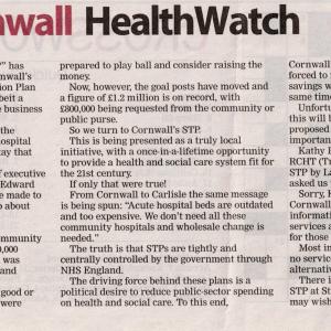 Presscutting: The question 'who can we trust?' has never seemed so relevant as Cornwall's Sustainability and Transformation Plan (STP) finally makes an apperamnce, all beit a glossy PR version of the actual outline business case...