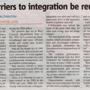 Presscutting: Will barriers be removed? As January comes to its wet and windy end, there is no let-up in the raft of news about ambulences stacked up outside accident and emergency departments...